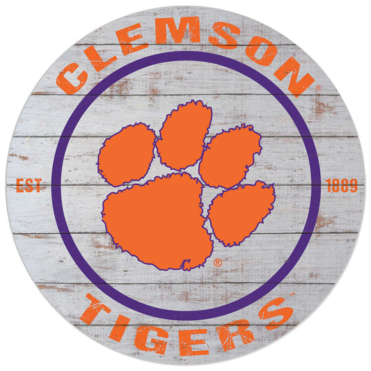 Clemson Tigers 20'' x 20'' Indoor/Outdoor Weathered Circle Sign