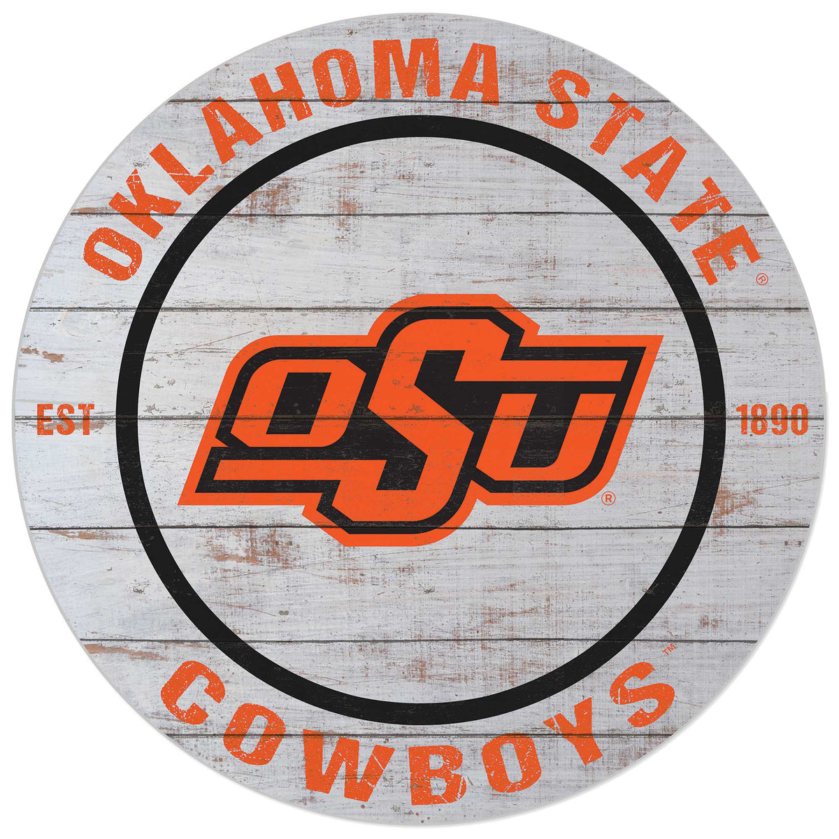 Oklahoma State Cowboys 20'' x 20'' Indoor/Outdoor Weathered Circle Sign