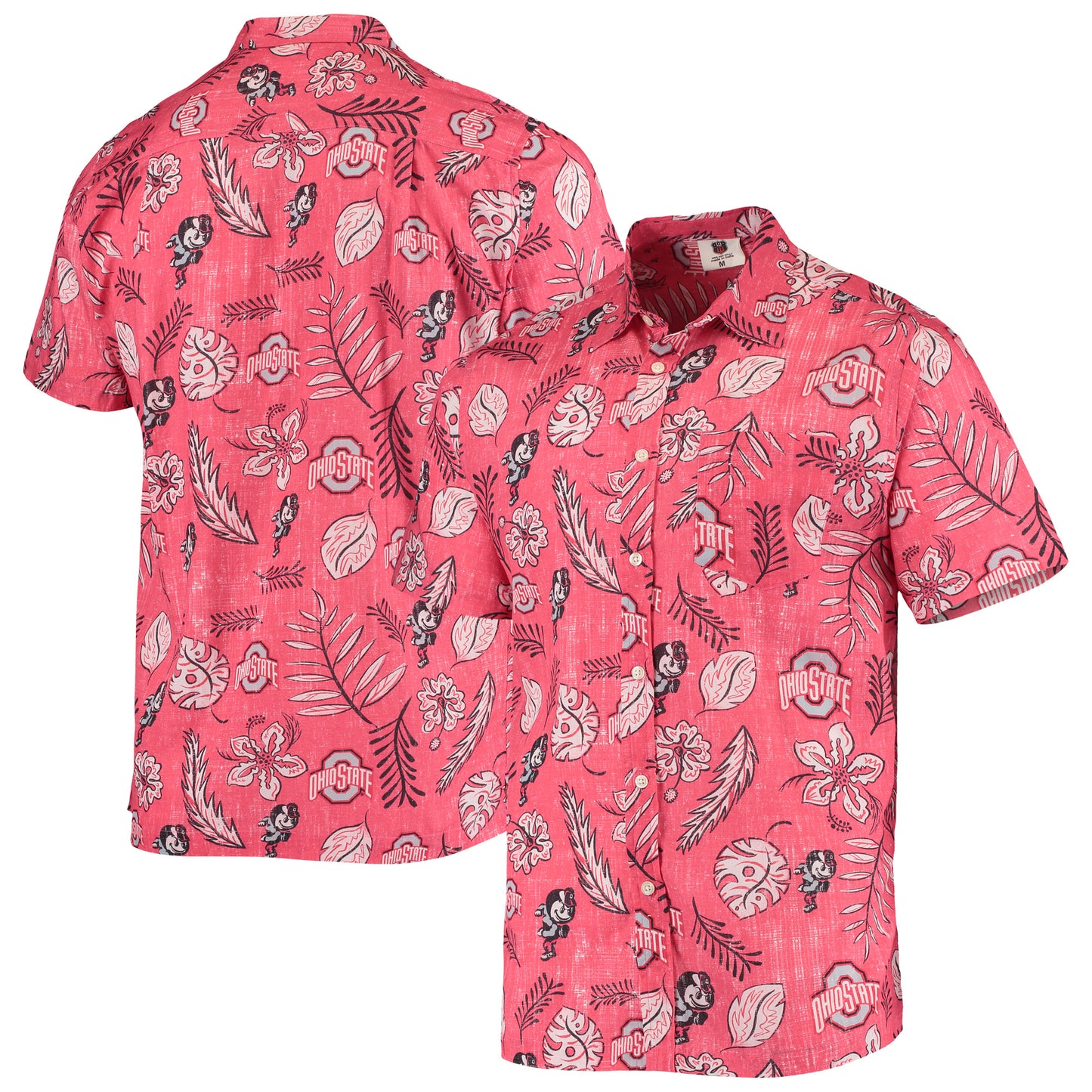 Men's Wes & Willy Scarlet Ohio State Buckeyes Vintage Floral Button-Up Shirt