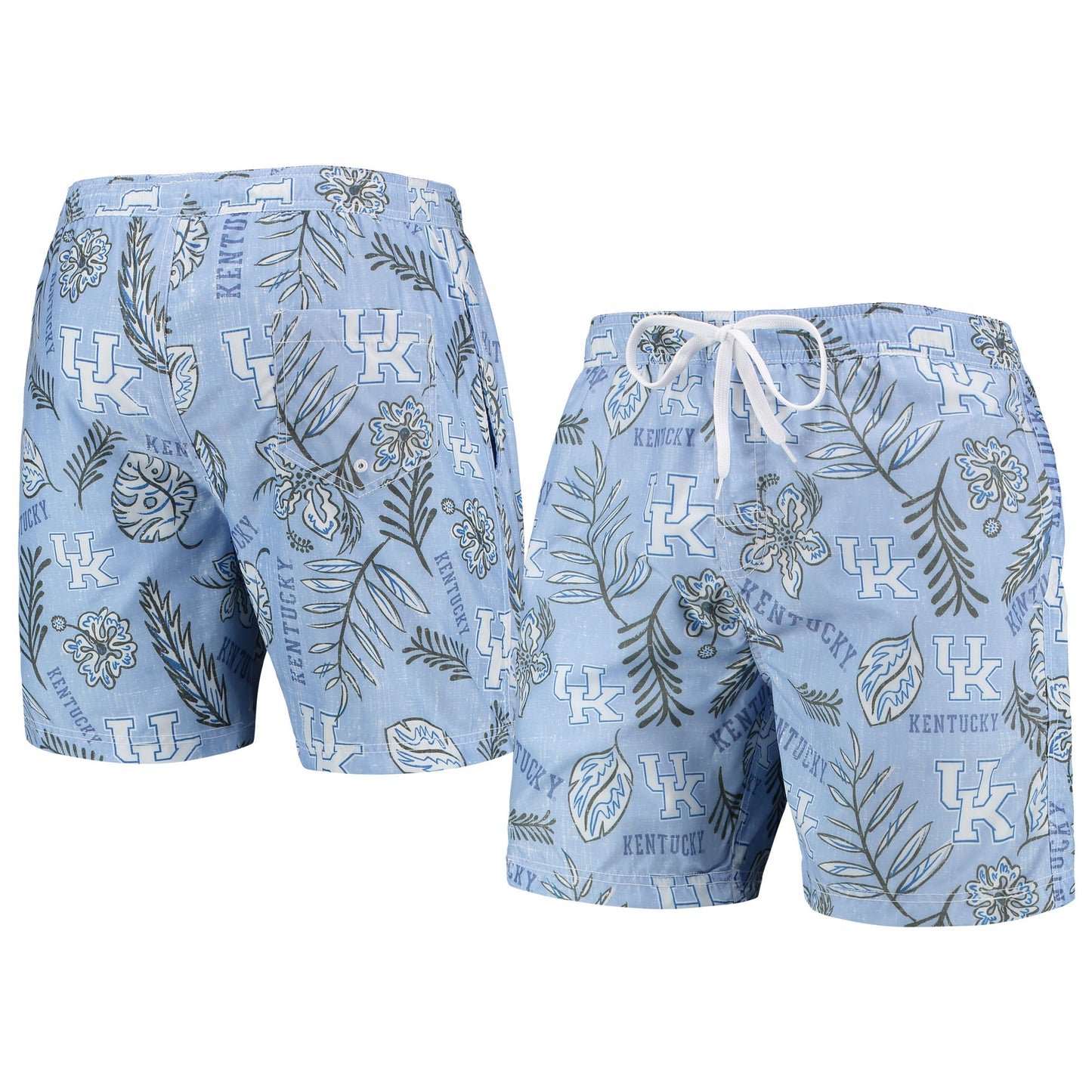 Men's Wes & Willy Light Blue Kentucky Wildcats Vintage Floral Swim Trunks