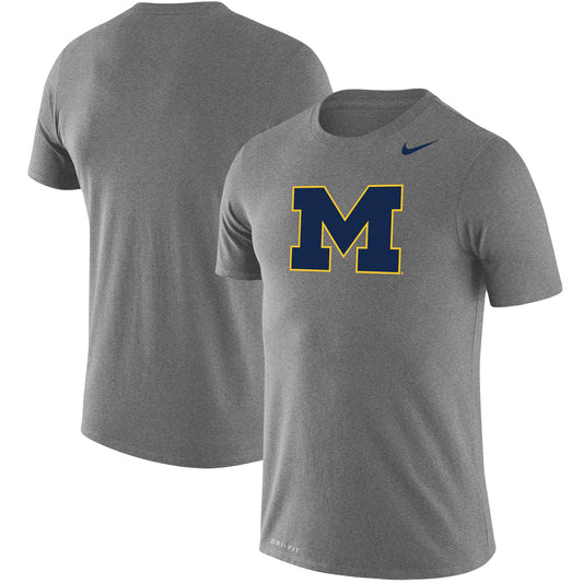 Men's Nike Heathered Gray Michigan Wolverines School Logo Legend Performance T-Shirt