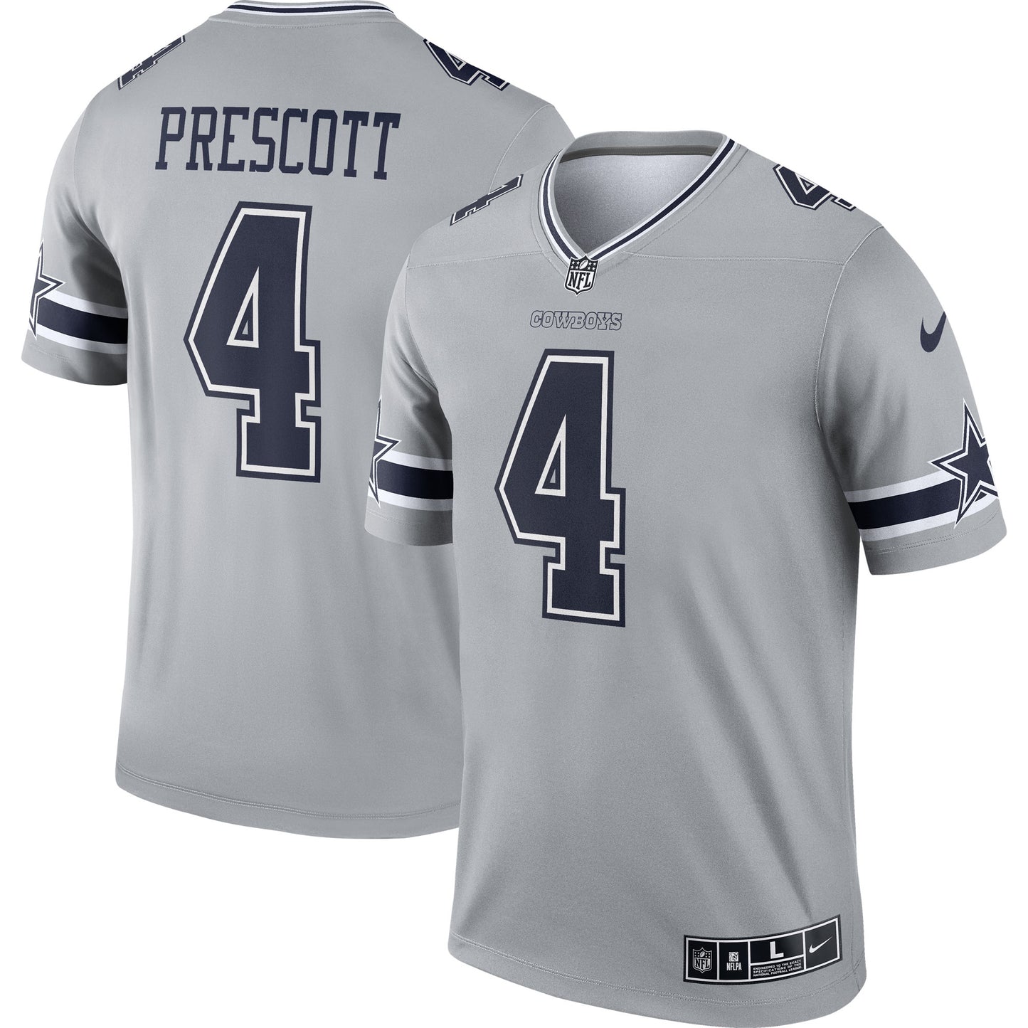 Men's Nike Dak Prescott Silver Dallas Cowboys Inverted Legend Jersey