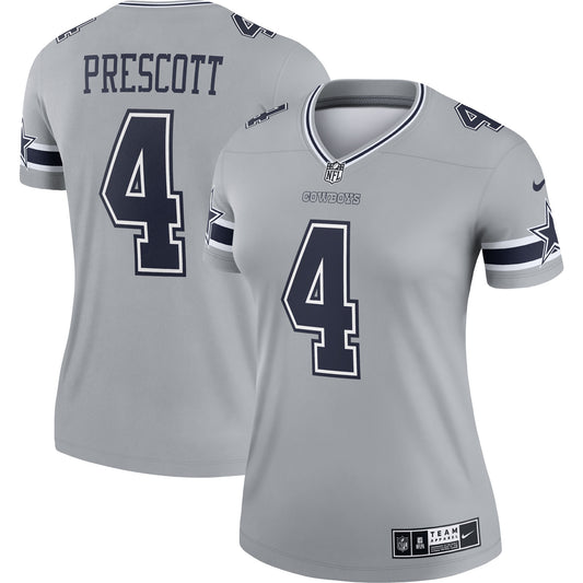 Women's Nike Dak Prescott Gray Dallas Cowboys Inverted Legend Jersey