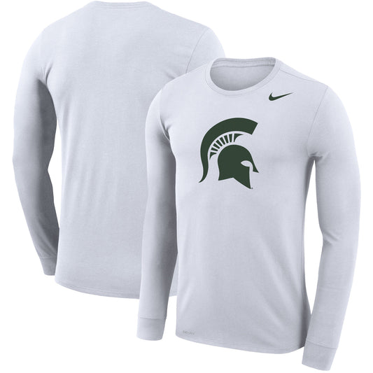 Men's Nike White Michigan State Spartans Legend Wordmark Performance Long Sleeve T-Shirt