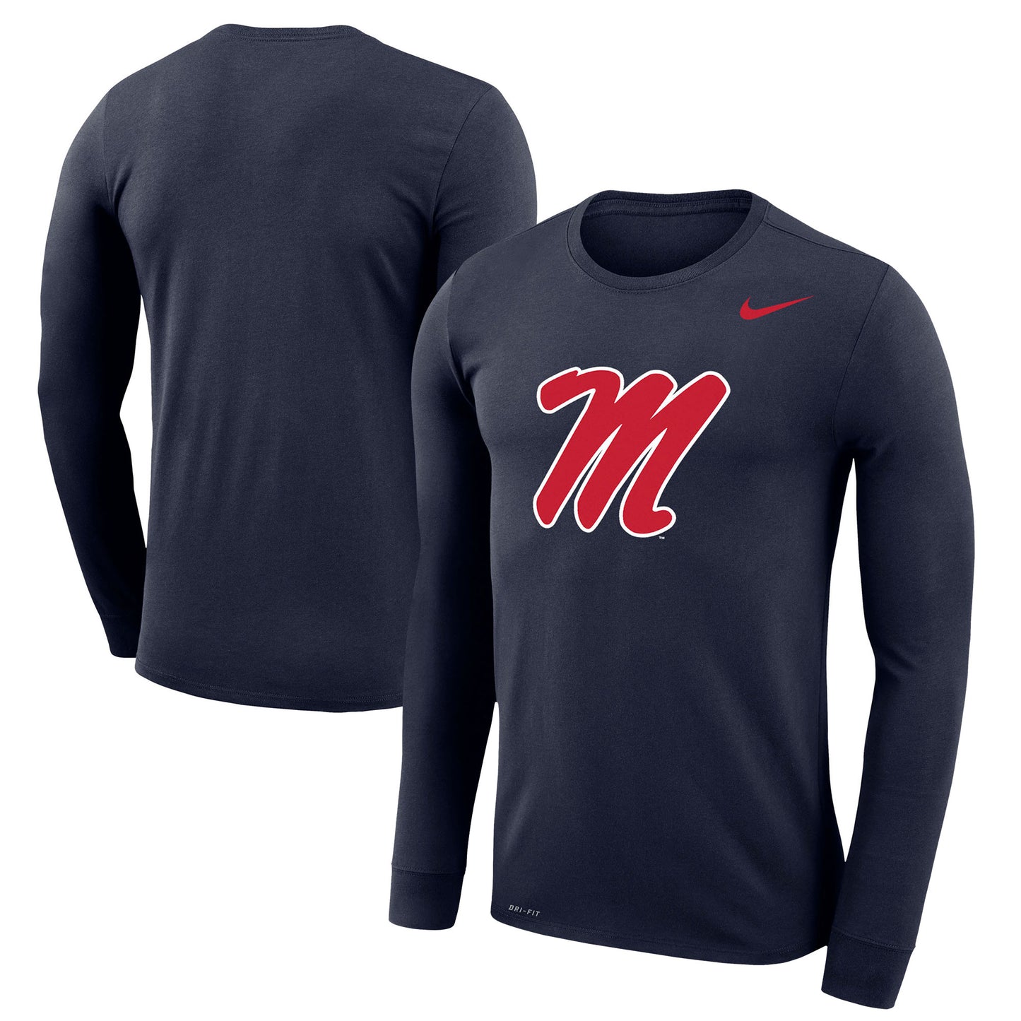 Men's Nike Navy Ole Miss Rebels Legend Wordmark Performance Long Sleeve T-Shirt