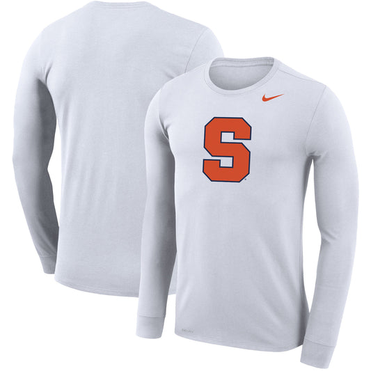 Men's Nike White Syracuse Orange Legend Wordmark Performance Long Sleeve T-Shirt