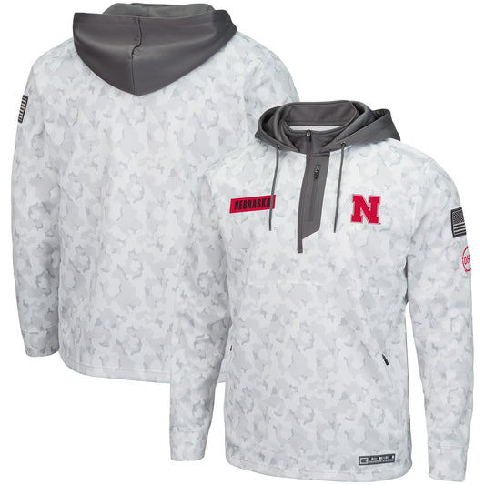 Men's Colosseum Arctic Camo Nebraska Huskers OHT Military Appreciation Quarter-Zip Hoodie