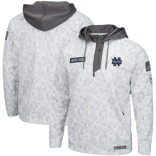 Men's Colosseum Arctic Camo Notre Dame Fighting Irish OHT Military Appreciation Quarter-Zip Hoodie