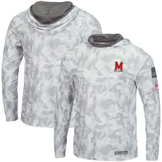 Men's Colosseum Arctic Camo Maryland Terrapins OHT Military Appreciation Long Sleeve Hoodie Top