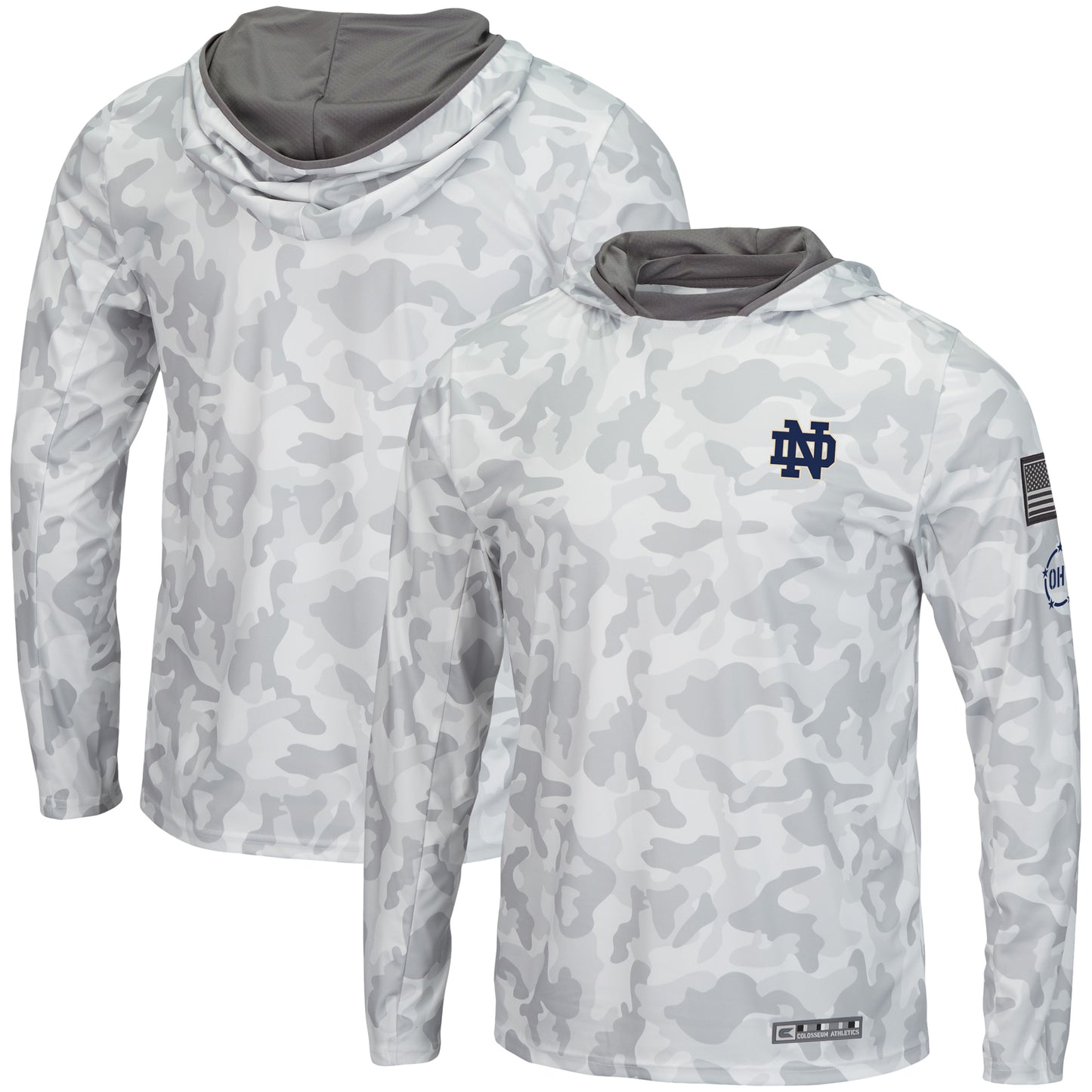 Men's Colosseum Arctic Camo Notre Dame Fighting Irish OHT Military Appreciation Long Sleeve Hoodie Top