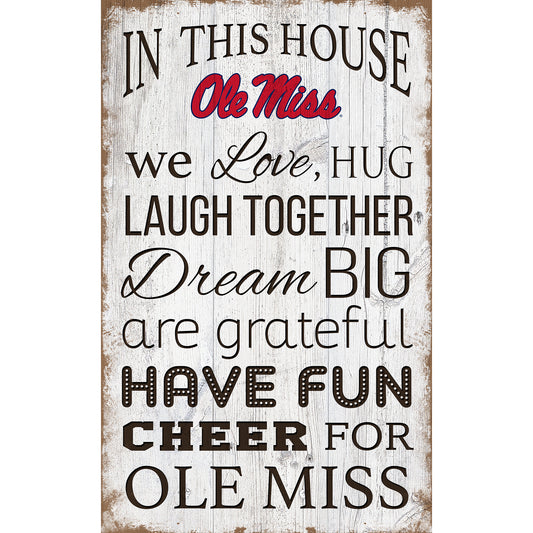 Ole Miss Rebels 11'' x 19'' Team In This House Sign