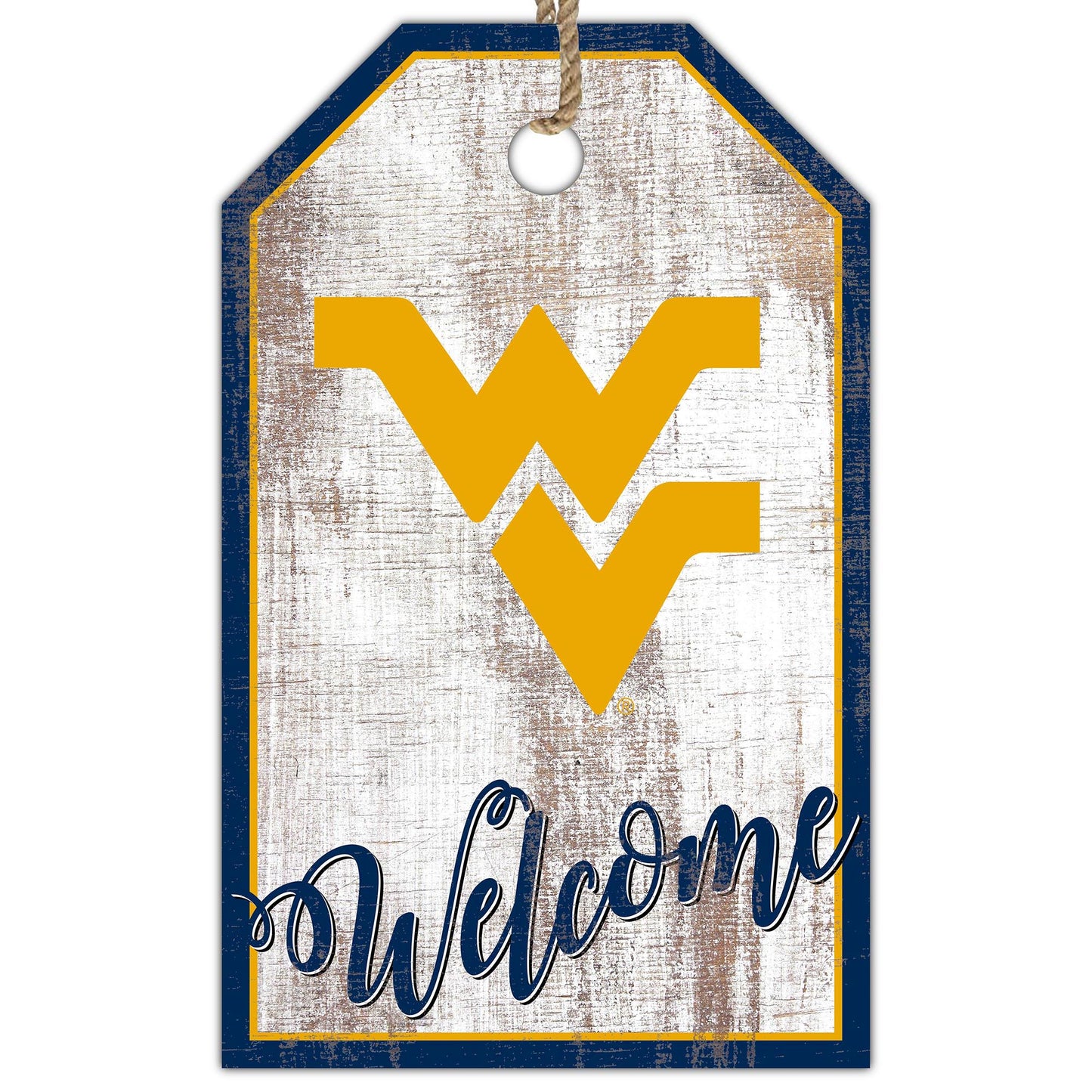 West Virginia Mountaineers 11'' x 19'' Welcome Team Tag Sign