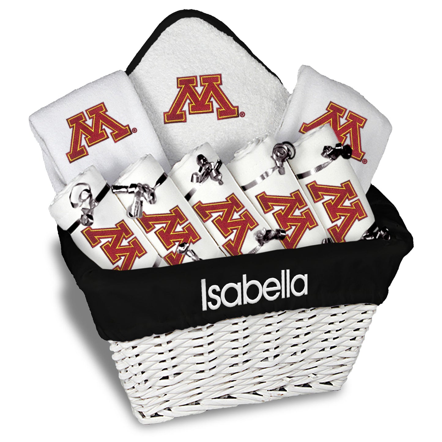 Infant White Minnesota Golden Gophers Personalized Large Basket