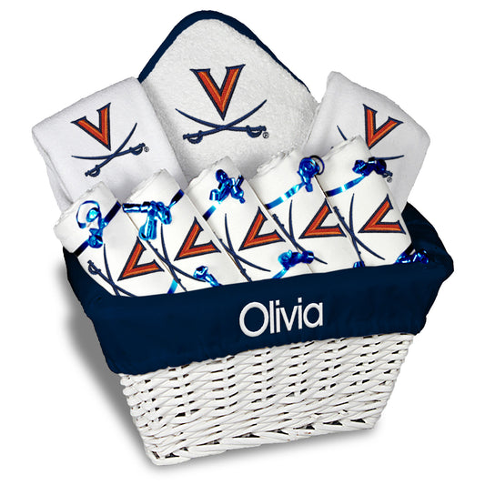 Infant White Virginia Cavaliers Personalized Large Basket