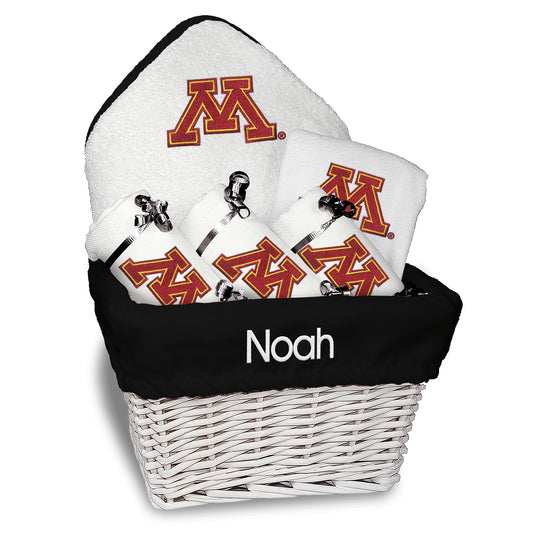 Infant White Minnesota Golden Gophers Personalized Medium Basket