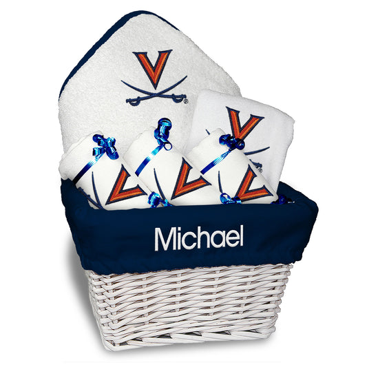 Infant White Virginia Cavaliers Personalized Medium Basket