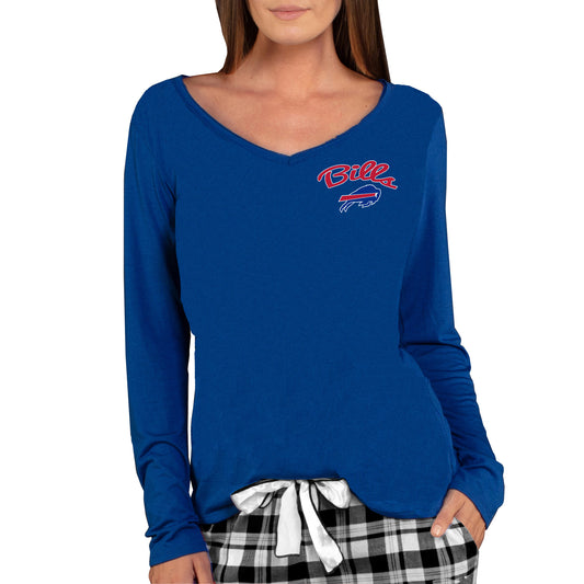 Women's Concepts Sport Royal Buffalo Bills Marathon Knit Long Sleeve Lightweight V-Neck Lounge T-Shirt