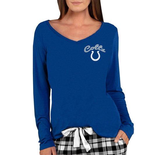 Women's Concepts Sport Royal Indianapolis Colts Marathon Knit Long Sleeve Lightweight V-Neck Lounge T-Shirt