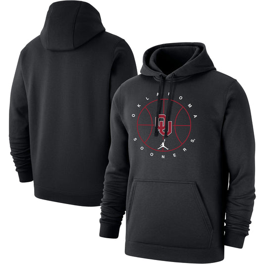 Men's Jordan Brand Black Oklahoma Sooners Basketball Icon Club Fleece Pullover Hoodie