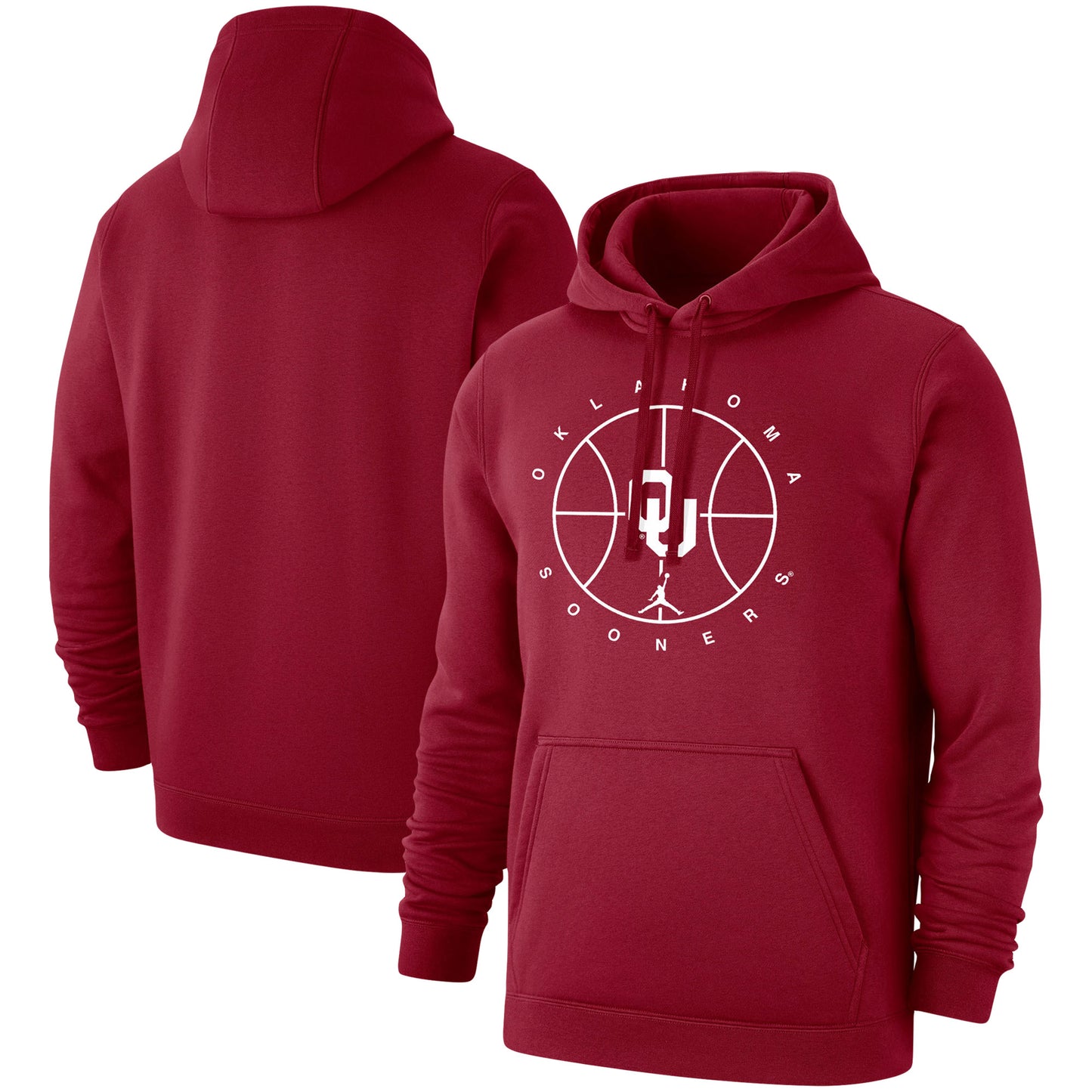 Men's Jordan Brand Crimson Oklahoma Sooners Basketball Icon Club Fleece Pullover Hoodie