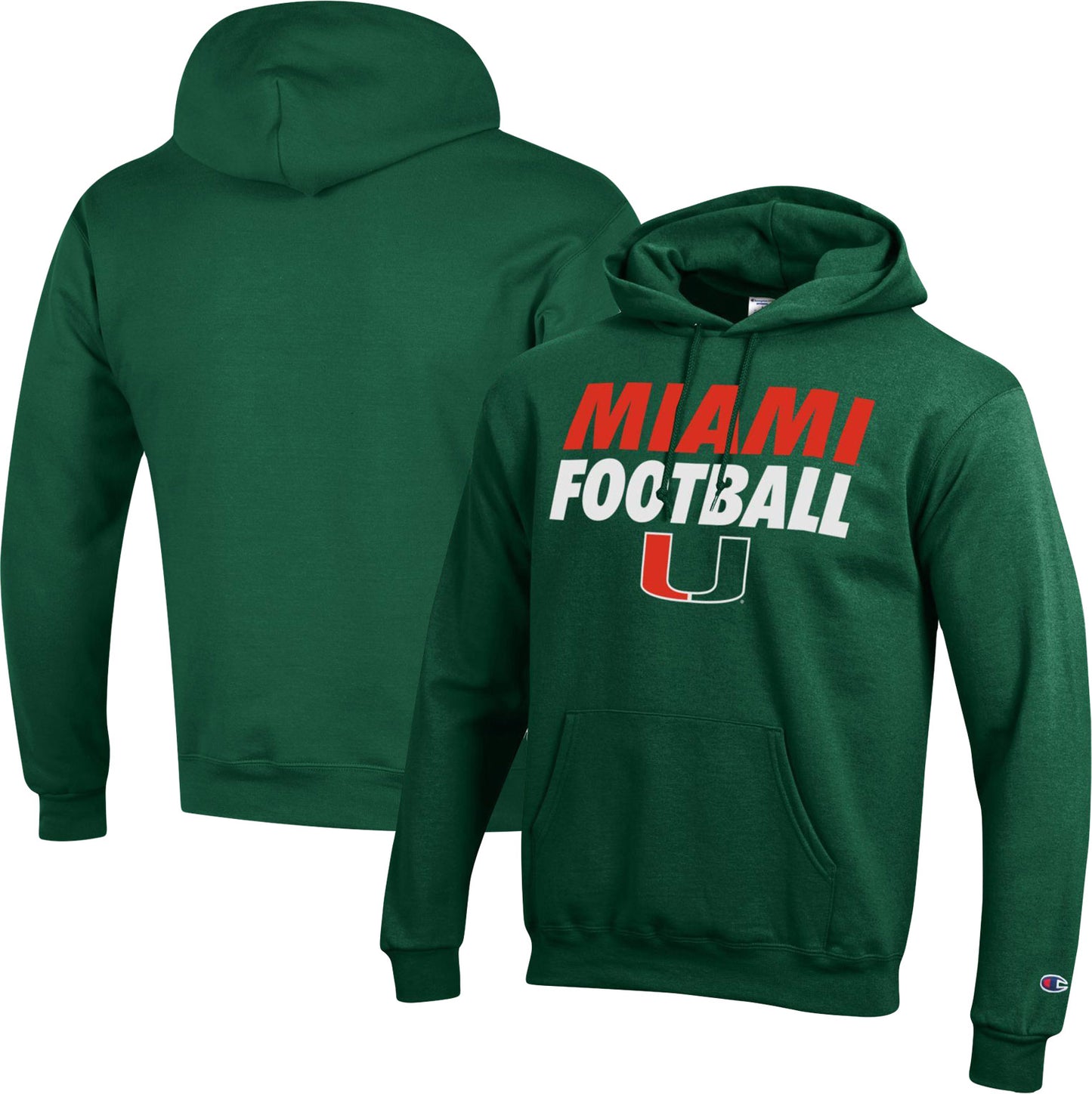 Men's Champion Green Miami Hurricanes Game Ready Football Pullover Hoodie