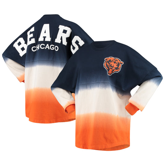 Women's Fanatics Navy/White Chicago Bears Ombre Long Sleeve T-Shirt