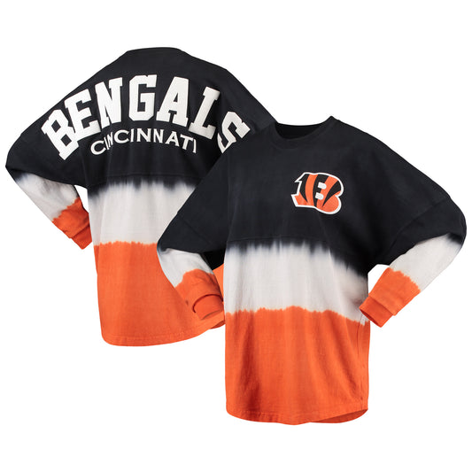 Women's Fanatics Black/Orange Cincinnati Bengals Ombre Long Sleeve T-Shirt