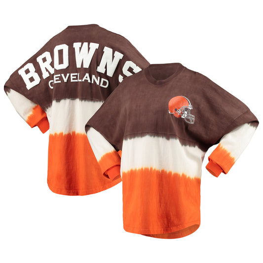 Women's Fanatics Brown/White Cleveland Browns Ombre Long Sleeve T-Shirt