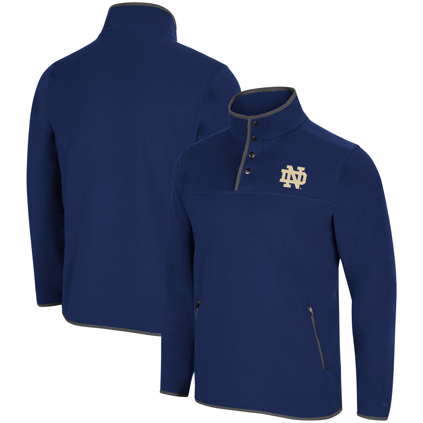 Men's Colosseum Navy Notre Dame Fighting Irish Rebound Snap Pullover Jacket