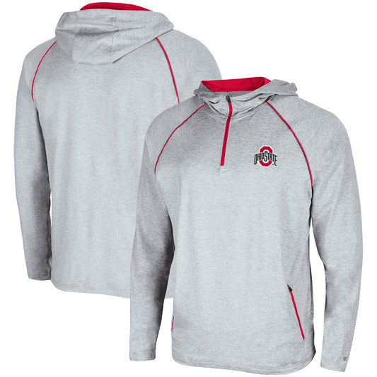 Men's Colosseum Heathered Gray Ohio State Buckeyes Timeline Raglan Quarter-Zip Hoodie