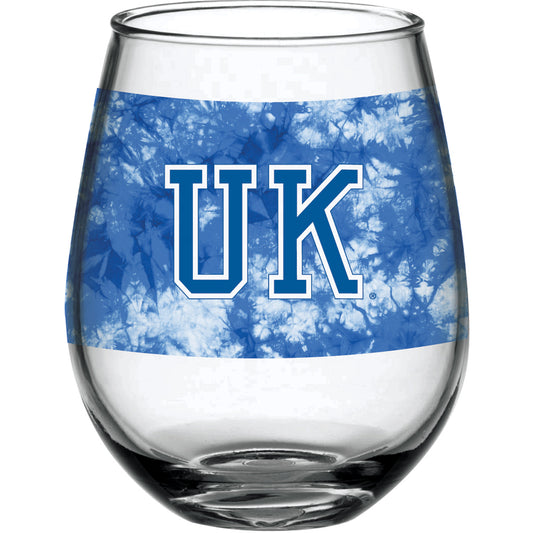 Kentucky Wildcats 15oz. Vintage Tie-Dye Stemless Wine Glass