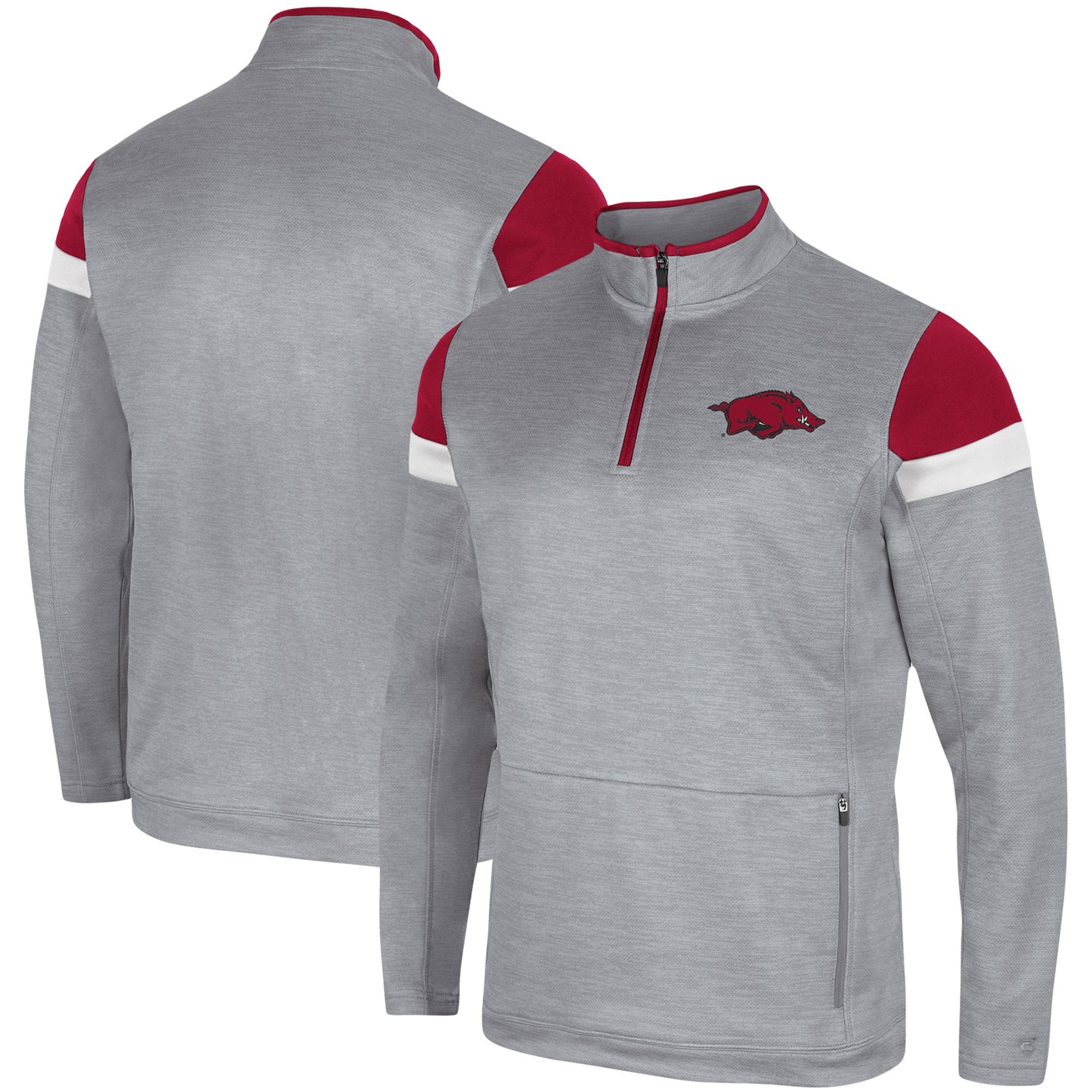 Men's Colosseum Gray Arkansas Razorbacks Bingo Quarter-Zip Jacket