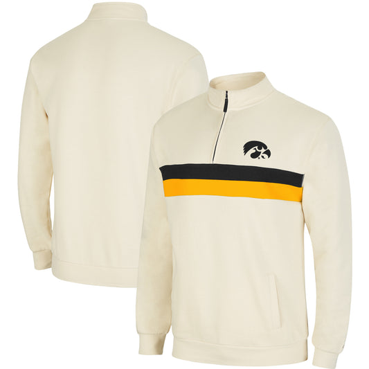 Men's Colosseum Cream Iowa Hawkeyes Activities Quarter-Zip Jacket