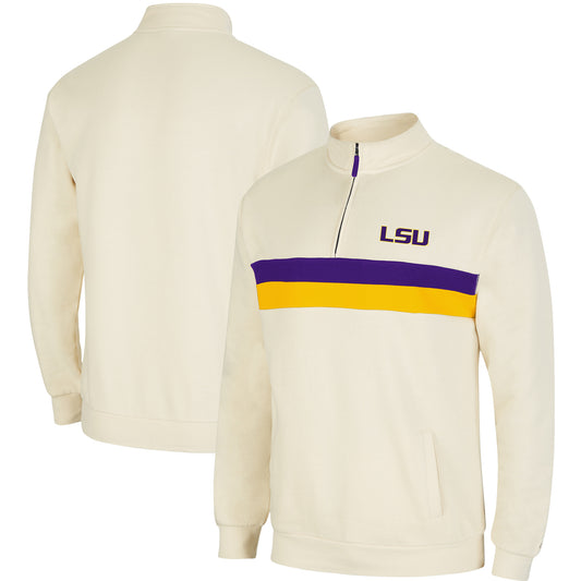 Men's Colosseum Cream LSU Tigers Activities Quarter-Zip Jacket