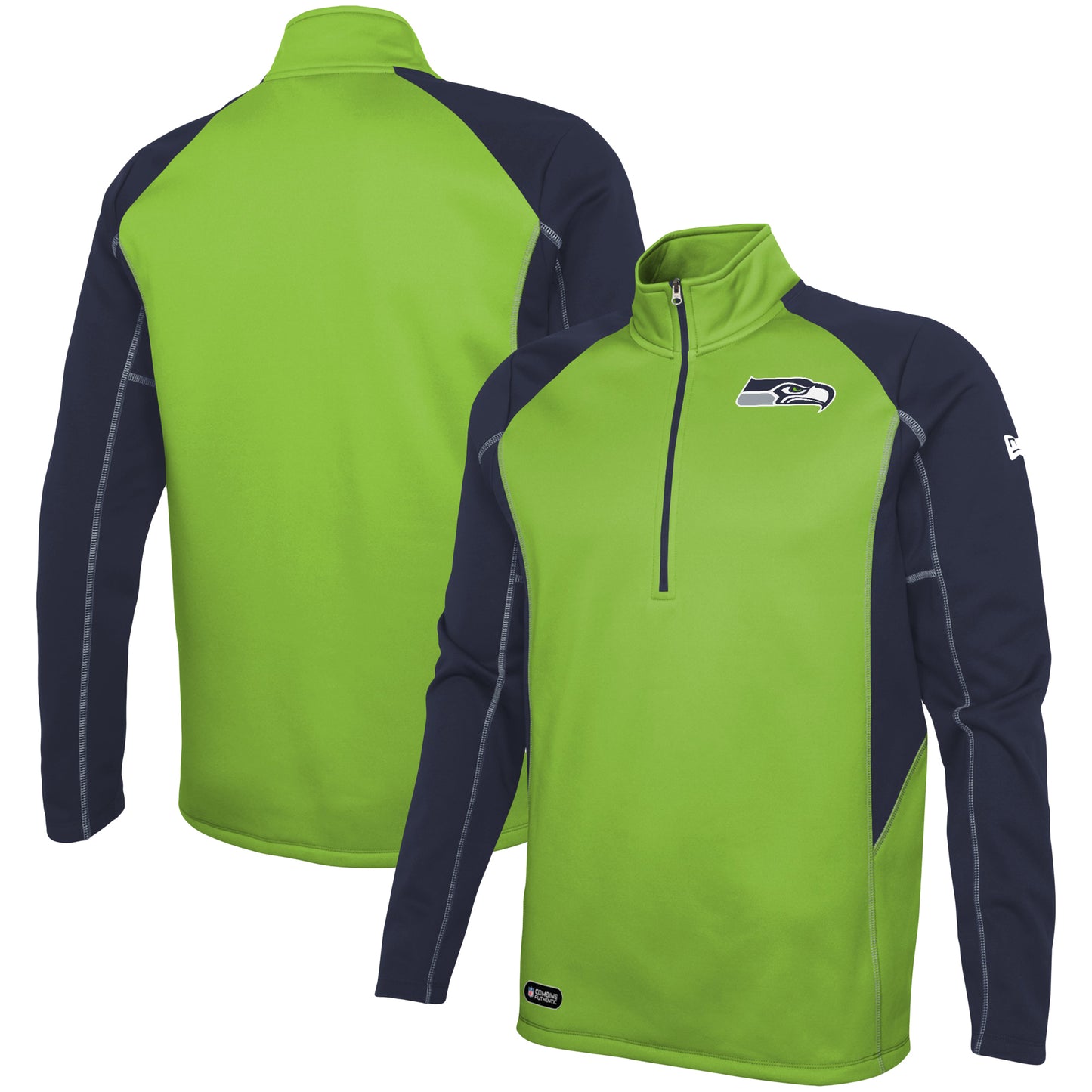 Men's Neon Green Seattle Seahawks Combine Authentic Two-a-Days Half-Zip Jacket