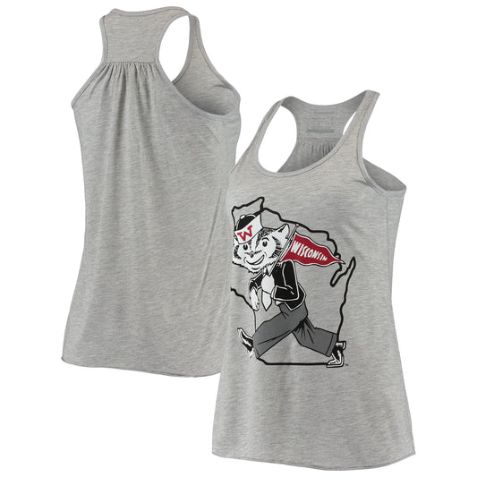 Women's Homefield Ash Wisconsin Badgers Vintage Racerback Tank Top