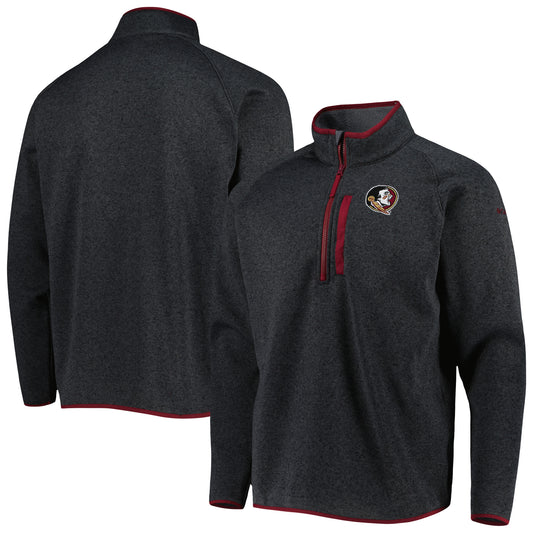 Men's Columbia Charcoal Florida State Seminoles Canyon Point Omni-Shield Raglan Half-Zip Top