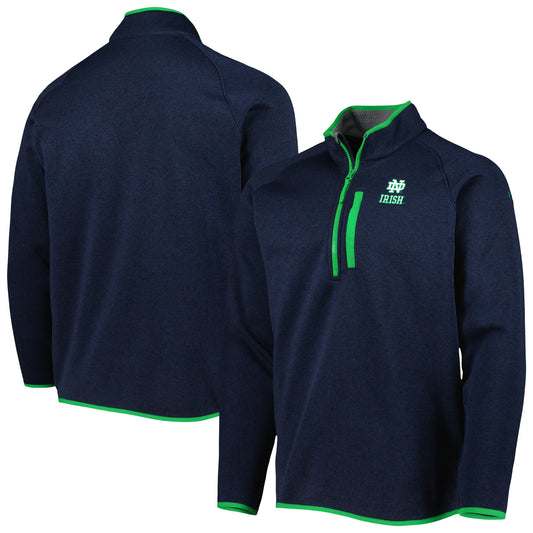 Men's Columbia Navy Notre Dame Fighting Irish Canyon Point Omni-Shield Raglan Half-Zip Pullover Top