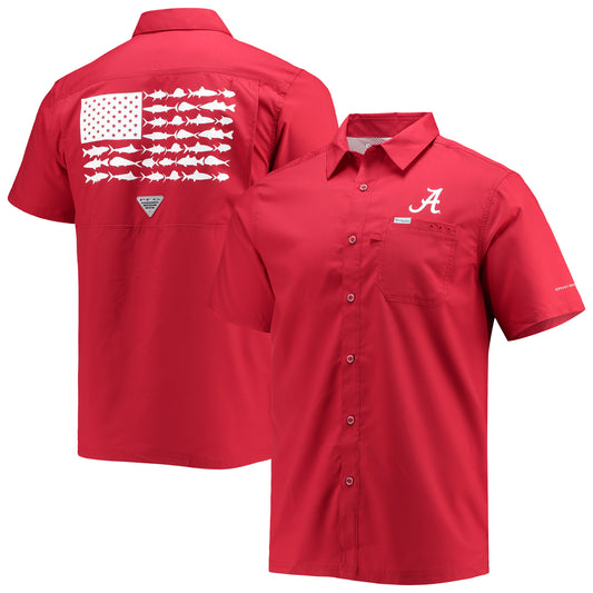 Men's Columbia PFG Crimson Alabama Crimson Tide Slack Tide Camp Button-Up Shirt