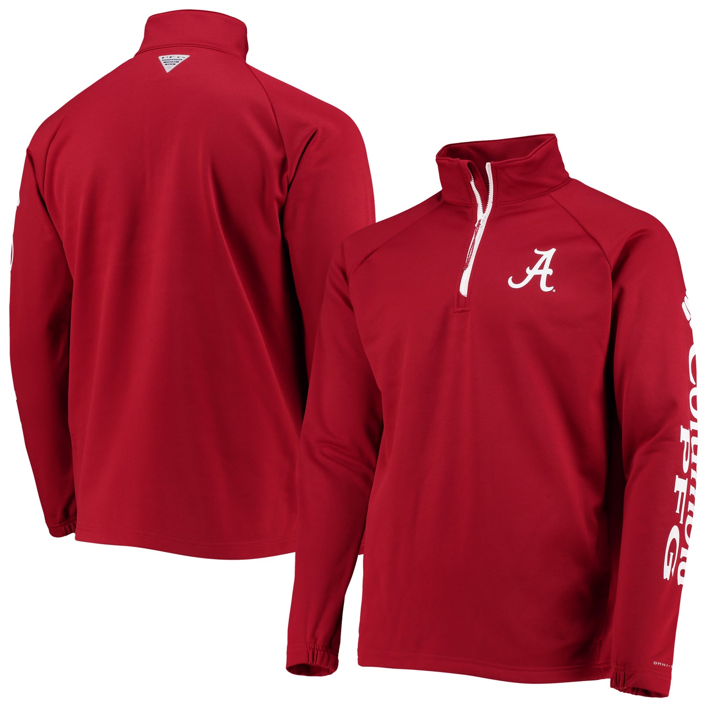 Men's Columbia Crimson Alabama Crimson Tide Terminal Tackle Fleece Raglan Omni-Shade Quarter-Zip Jacket