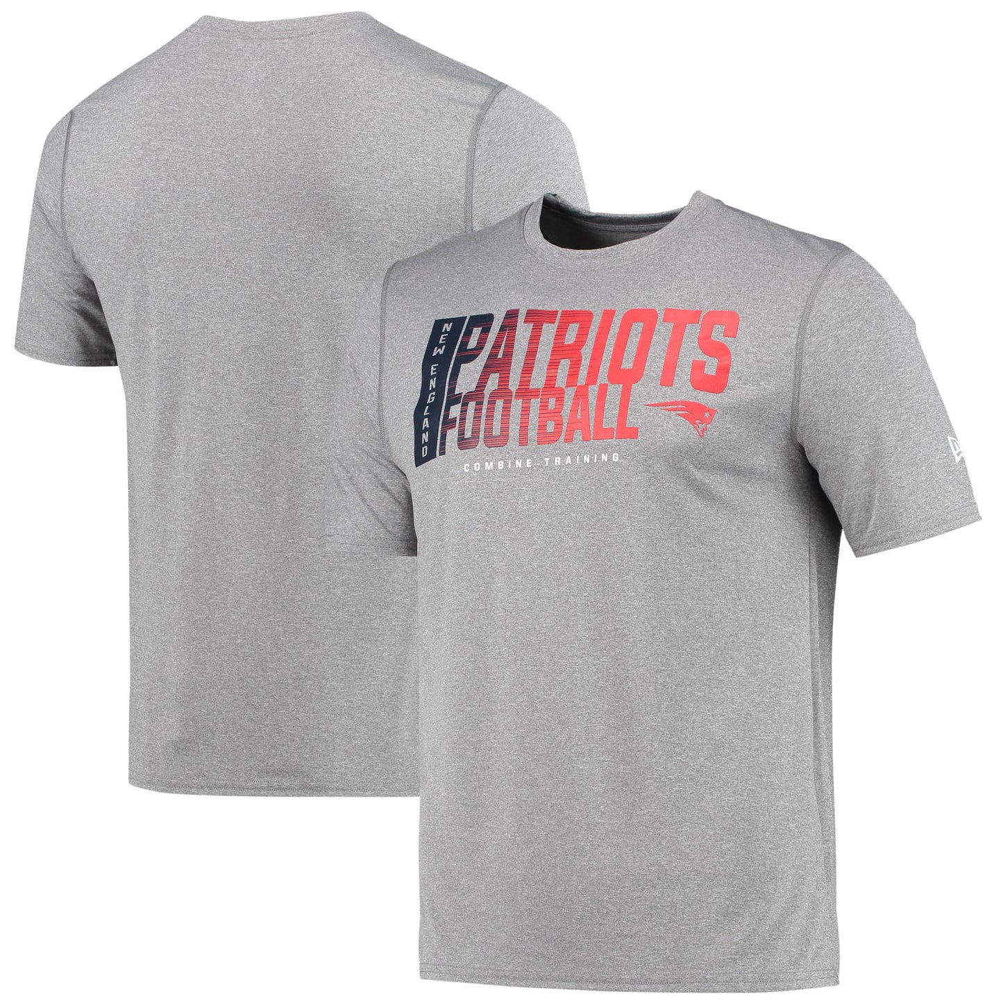 Men's New Era Heathered Gray New England Patriots Combine Authentic Game On T-Shirt