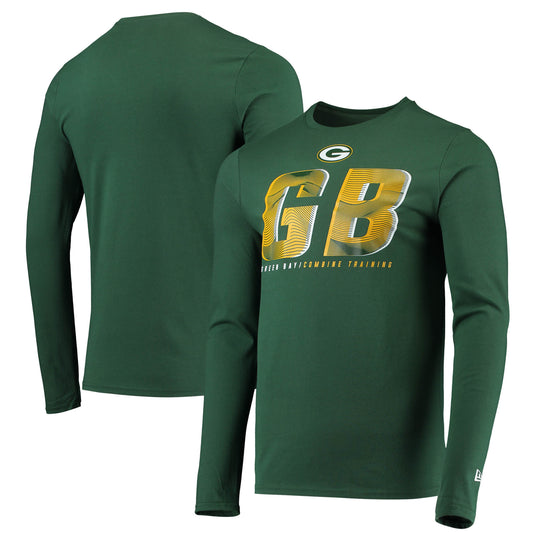 Men's New Era Green Green Bay Packers Combine Authentic Static Abbreviation Long Sleeve T-Shirt