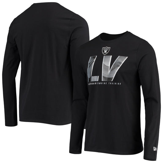 Men's New Era Black Las Vegas Raiders Combine Authentic Static Abbreviation Long Sleeve T-Shirt