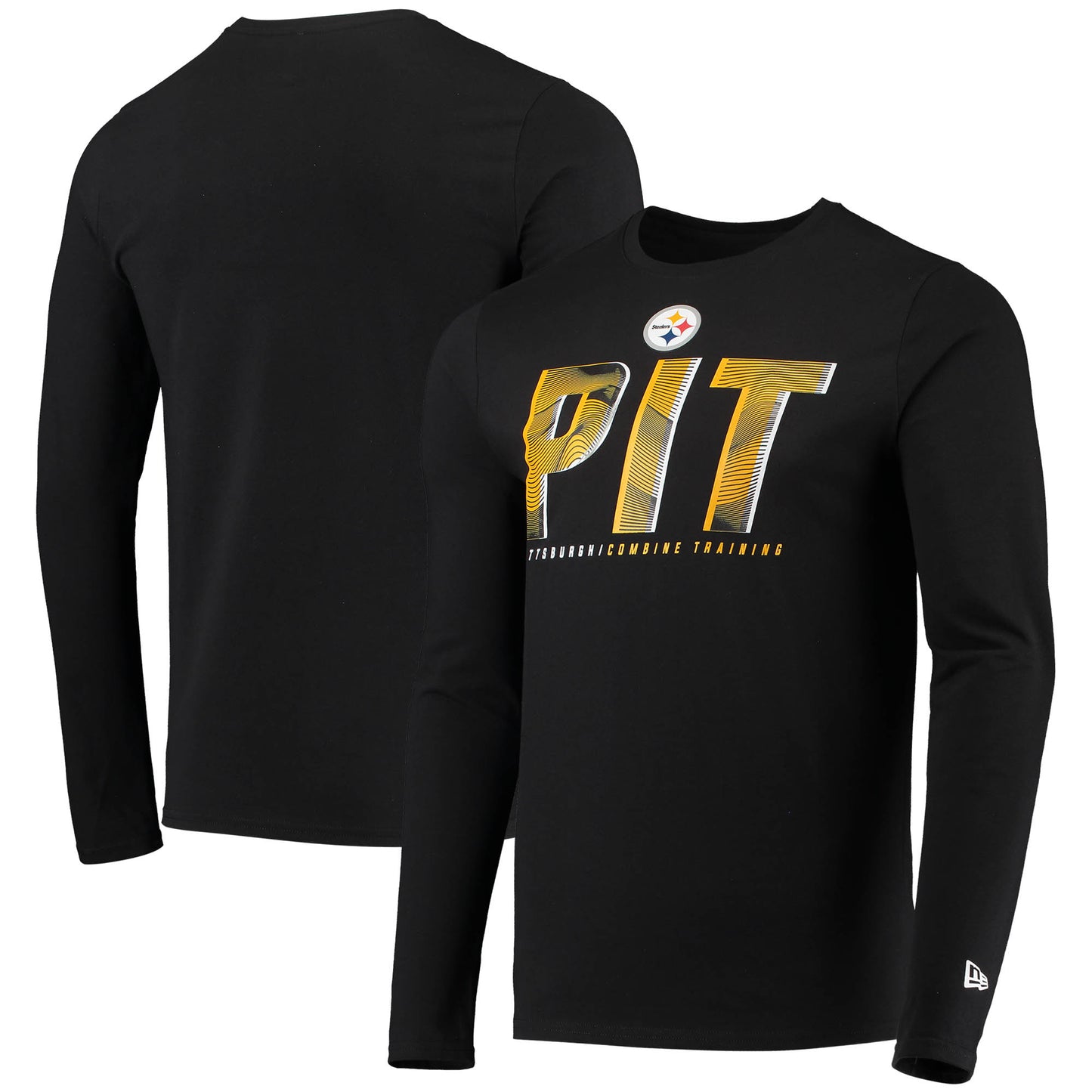 Men's New Era Black Pittsburgh Steelers Combine Authentic Static Abbreviation Long Sleeve T-Shirt