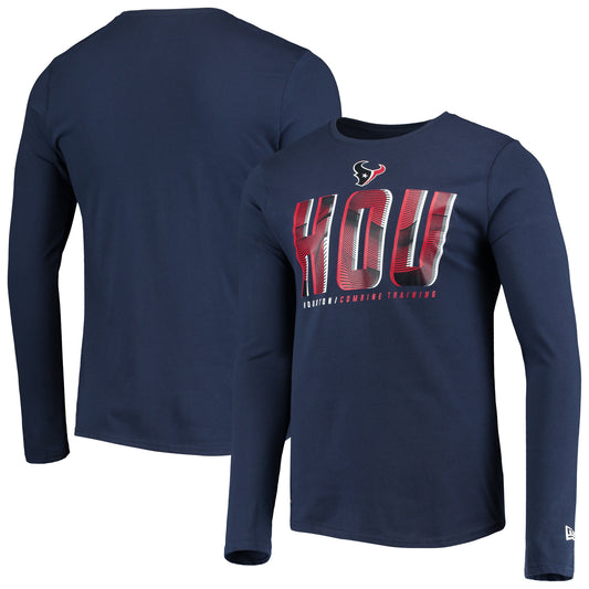 Men's New Era Navy Houston Texans Combine Authentic Static Abbreviation Long Sleeve T-Shirt