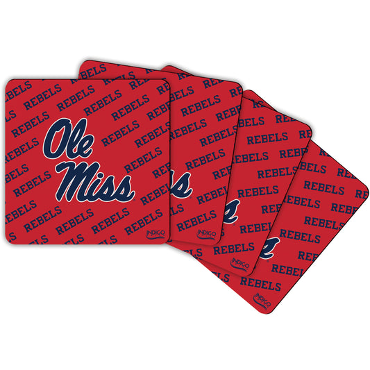 Ole Miss Rebels Four-Pack Square Repeat Coaster Set