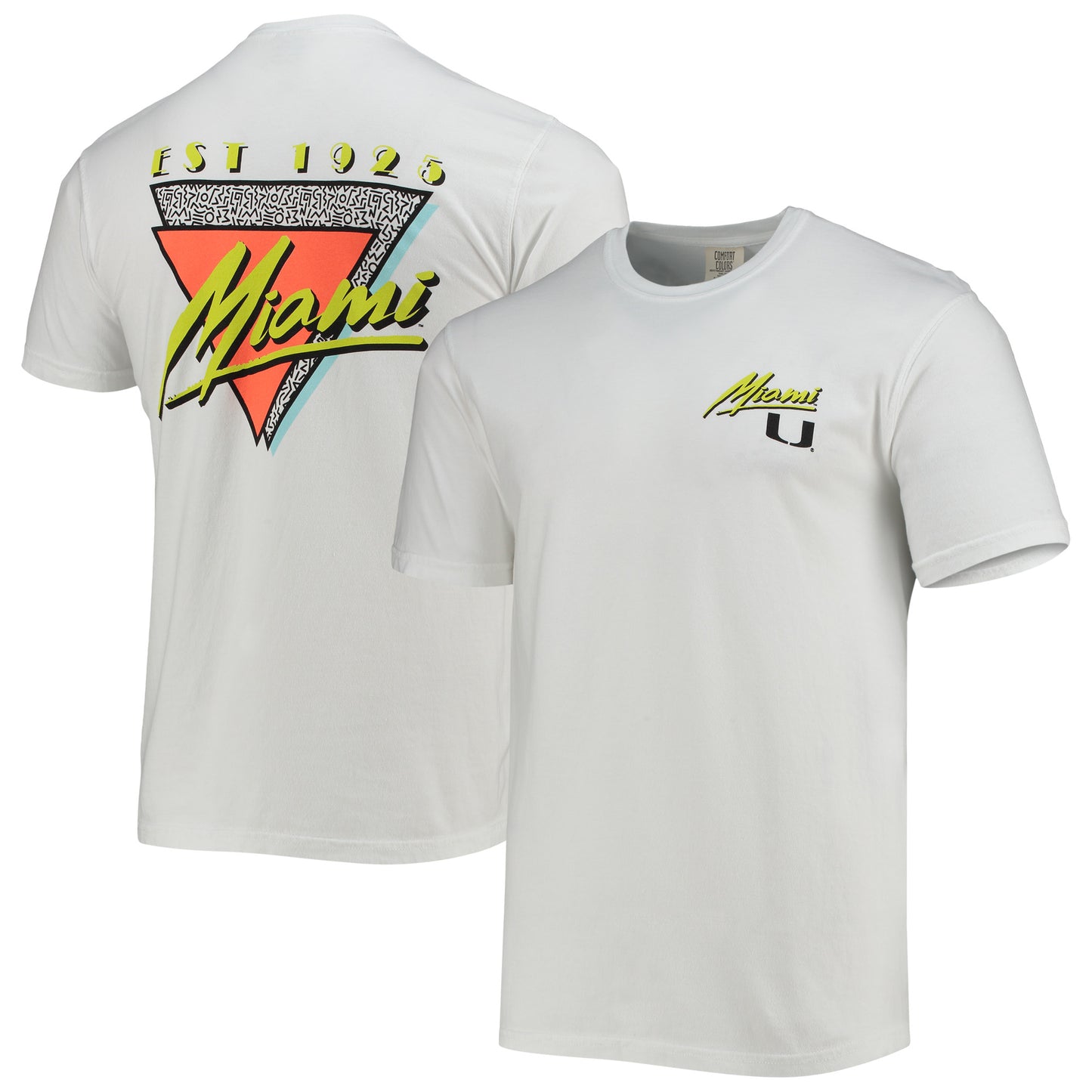 Men's White Miami Hurricanes Miami Vice Est. Comfort Color T-Shirt