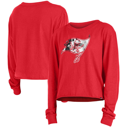 Women's New Era Red Tampa Bay Buccaneers Cropped Long Sleeve T-Shirt