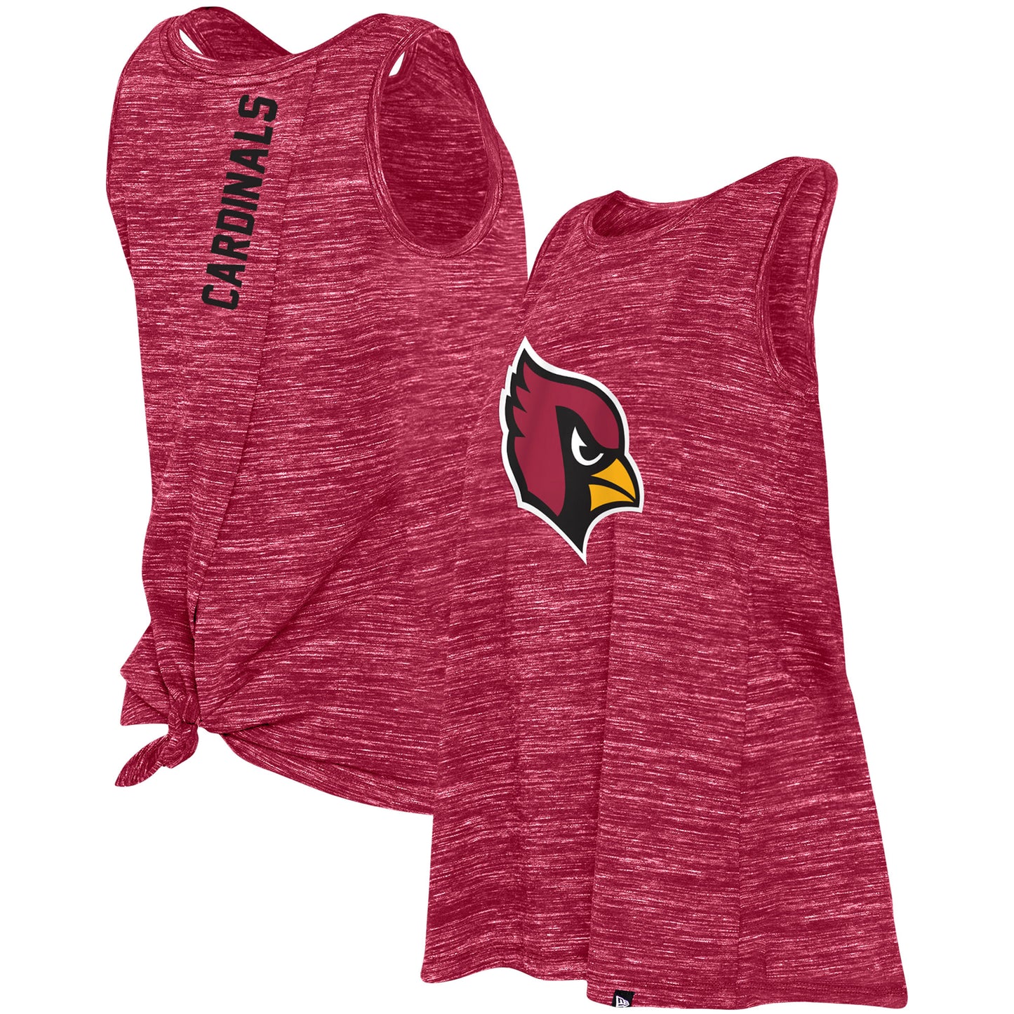 Women's New Era Arizona Cardinals Cardinal Reverse Space-Dye Back-Knot Tank Top