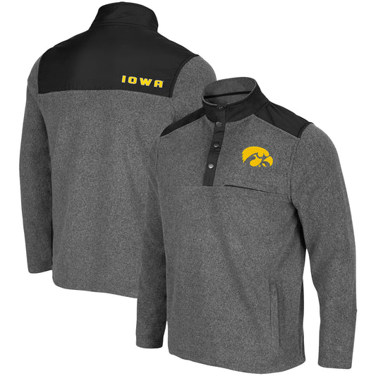 Men's Colosseum Heathered Charcoal/Black Iowa Hawkeyes Huff Snap Pullover